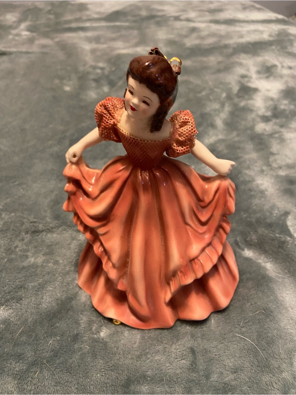 Porcelain Figurine in Coral Dress - Decorative Ceramic Home Accent